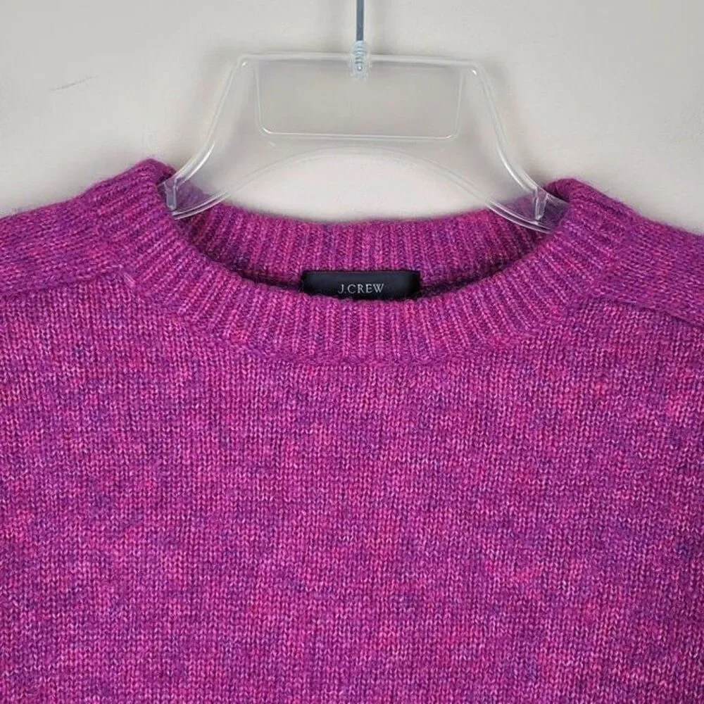 J. Crew Size S Relaxed Saddle Sleeve Crewneck Sweater Merino Alpaca Fuchsia
